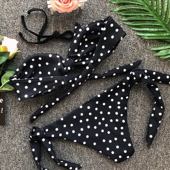 Sexy Polka Dot Bikini 2020. Gadam Sieviešu Lenta Peldkostīmu Sieviešu Mezgloti Peldkostīmi Divi gabali Bikini komplekts Leoparda Bather peldkostīms peldēt