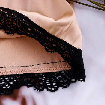 Sexy Sievietes cieta Satīna ar Zīda Mežģīnēm Sleepwear Mežģīņu Ziedu Piedurknēm Apakšveļa, Topi+Naktsveļu Bikses Sieviešu Pidžamas Komplekti#G3