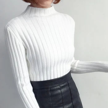 Shintimes Sieviešu Džemperis 2020. Gadam Gadījuma augstu uzrullētu apkakli Trikotāžas Džemperis Ziemas Sieviešu Džemperis Sieviete, Džemperi ar garām Piedurknēm Sieviešu Apģērbs