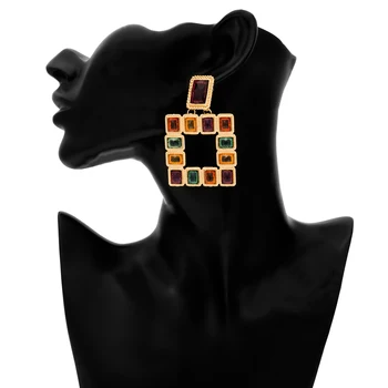 SHIXIN Krāsaina Akrila Kristāla Auskari Sievietēm Boho Modes Paziņojumu Piliens Auskari 2019 Luksusa Dizaineru Earing Sieviešu Dāvanas