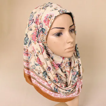 Sieviešu jersey iespiests ziedu šalle bohēmijas elastīgs indijas vasaras šalles šalles hijab musulmaņu ilgi, wrap galvu šalli 180*80cm