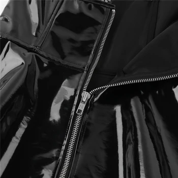 Sieviešu Korsete Kleita Melnā Modes Wetlook Lakādas Priekšā Rāvējslēdzējs X-atpakaļ Gothic Steampunk Vintage Kluba Puses Korsešu Kleita