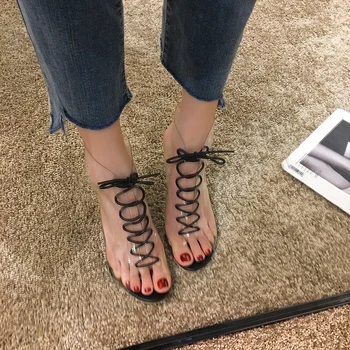 Sieviešu kurpes sandales 2019 jauno vasaras soda ar caurspīdīgu plastmasas krusts siksnas personības pasaku augstiem papēžiem Romiešu apavi