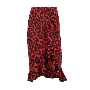 Sieviešu Leoparda Svārki Sievietēm Gadījuma Savirmot Vintage Svārki Ar Augstu Jostas Kroku Svārki Modes Sieviešu Streetwear Piliens Kuģniecība