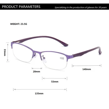 Sieviešu Metāla Pusi Rāmi, Lasīšanas Brilles vecuma tālredzība Sievietēm, Daļēji bez apmales TR90 Modes Sieviešu Brilles 1.0 1.5 2.0 2.5 3.0 3.5 4.