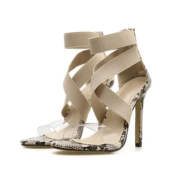 Sieviešu Sandales augstpapēžu kurpes 11,5 cm Modes Gladiator Augstiem Papēžiem Stiept Potītes Siksniņu Sandales Vasarā Dāmas Puses Sūkņi Liela Izmēra Apavi