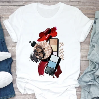 Sieviešu T krekls Dāmas Drēbes, balts T-krekls Harajuku Grafisko 3D Nagu krāsa Krāsa Modes Gudrs Iespiesti Sieviešu Topi, T
