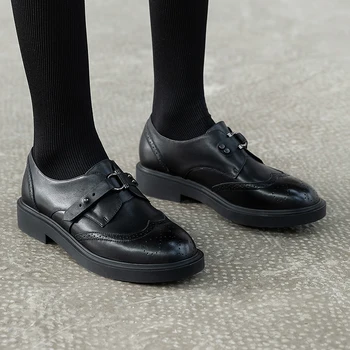 Sieviešu vasaras ādas kurpes sieviete brogue dāma dzīvokļi vintage kurpes, čības paslīdēt uz pavasara ikdienas apavi sievietēm 2020