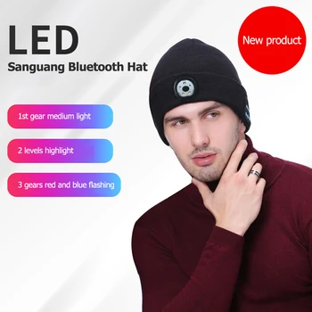Silts Beanie Bluetooth 5.0 LED Cepuri Naktī Staigāt Darbojas Bezvadu Mūzikas Atskaņotāja Austiņu Smart Vāciņš ar MIC Sporta Adīta Cepure