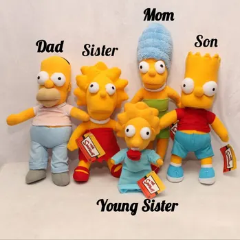 Simpsoni Ģimenes Plīša Pildījumu Rotaļlietas Homer J. Marge Bart Pildījumu Lelle Dāvanu Bērniem, Dzimšanas Dienu, Ziemassvētki