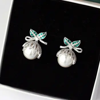 SINZRY Jauns elegants imitētu pērle zircon ziedu līgavas auskariem moderns korejas stilīgs rotaslietas