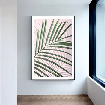 Skandināvu Stila Augu Kaktusu Plakātu Rozā Vienkāršu Stila Palmu Lapu Dekoru Attēlu Sienu Mākslas Gleznu par Dzīvojamā Istaba Moderni Dekori