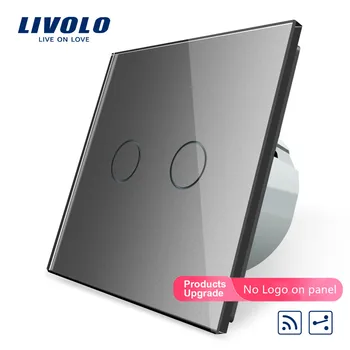 Smart Home Livolo ES Standarta Touch Tālvadības Slēdzi, Balts Kristāla Stikla Panelis, 2Gang 2Way,Gaismas Slēdzis VL-C702SR-1/2/3/5