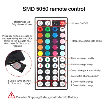 SMD 5050 RGB LED slokšņu komplekts elastīgu lenti DC12V 5M 10M 15M Ūdensizturīgs ar 44key INFRASARKANO staru tālvadības kontrolieris ar adapteri, led apgaismojums