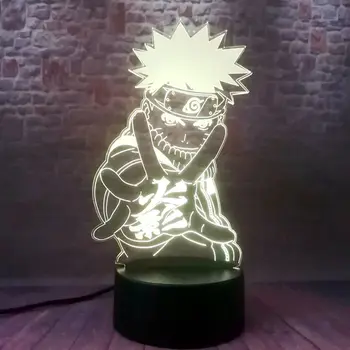 Smieklīgi 3D Ilūziju, LED, kas Mirgo Krāsains, Galda, Nightlight Japāna Naruto Manga Anime Figuras Rotaļlietas Brīvdienās