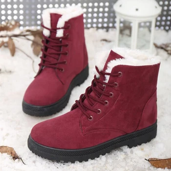 Sniega zābaki 2019 siltu kažokādas plīša Zolīte sieviešu ziemas zābaki laukumā papēži ganāmpulka potītes zābaki sieviešu kurpes mežģīnes-up ziemas apavi sieviete