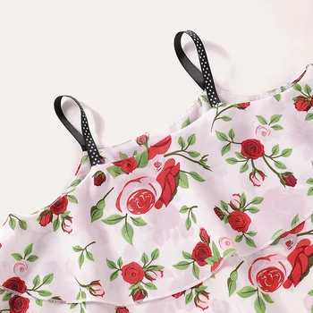 Sodawn Meiteņu Komplekti Vasaras Modes bez Piedurknēm Rožu Drukāt Linga Top+ Šorti 2gab Bērnu Apģērbs