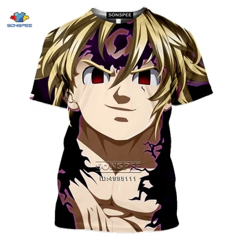 SONSPEE Japāņu Anime Septiņi Nāves Grēki Vīriešu T-krekls Nanatsu nav Taizai T krekls 3D Sieviešu Ikdienas Hip Hop Krekls Gudrs Cūku Vanags