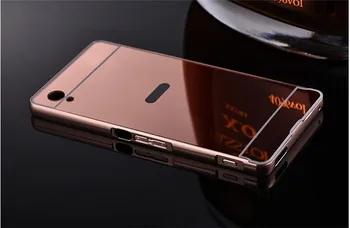 Sony Z3 Z4 Z2 Z1 Spogulis Gadījumā Apšuvuma Metāla Buferi ar Aizmugurējo Vāciņu Hard Case for Sony Xperia Z5 Mini Z3 Kompakts M4 M5 C5 C4