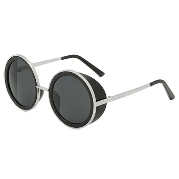 Spogulis Kārta Steampunk Saulesbrilles, Vīriešu, Sieviešu Aplis Brilles Zīmola Dizainere, Retro, Vintage, Saulesbrilles UV400 Sunglass Oculos Okulary