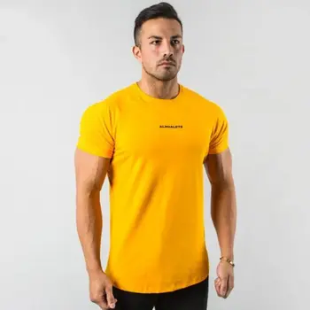 Sporta Kokvilnas t krekls Vīriešiem, Fitnesa Treniņu Izdilis Īsām piedurknēm T-krekls 254