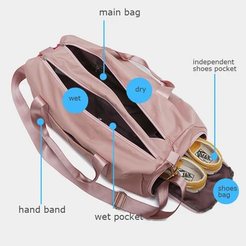 Sporta soma Sieviešu soma, sporta soma mācību trvel soma deju somas Daudzfunkciju fitnesa soma Liela Jauda, sausās un mitrās atdalīšana