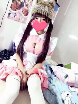 Super Cute Meitenes Japāņu Meitene Kleita Sexy Sirds Formas Atvērtu Krūšu Lolita Cosplay Kostīms
