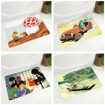 Super Mīksts Flaneļa Paklāju Adventures of Tintin Drukāt Doormat, lai Priekšnams, Guļamistaba ar neslīdošu Dekoru Karikatūra Grīdas Doormat 40x60cm