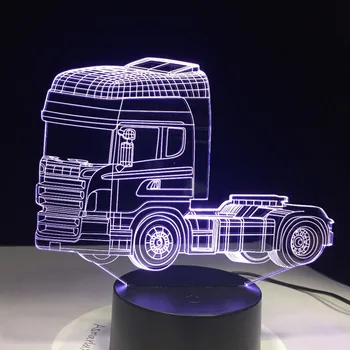 Super Smagā Container Truck 3D Nakts Gaisma 7 Mainās Krāsas Ilūziju Nakts Lampas Touch Tālvadības Slēdzi USB Kabeli GX1840 Piliens Kuģis