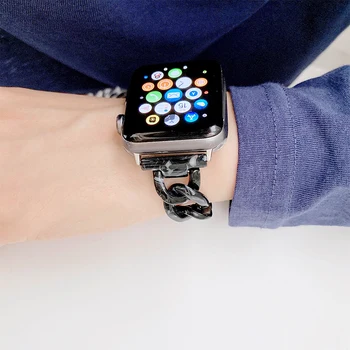 Sveķu watchband Apple skatīties joslas Aproce 38mm 42mm Nomaiņa Nerūsējošā Tērauda Siksniņa Apple Skatīties 40mm 44mm