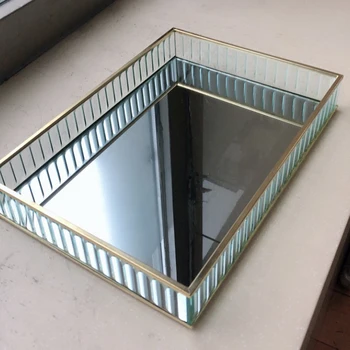 SWEETGO Stikla Spoguļi Rene gold/skaida/melnā Metāla Malu Sarkans Vīns Šķīvja Dekorēšana Uzglabāšanas paliktnis Kūka Rīki Mājas Apdare