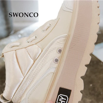SWONCO Sieviešu Potītes Boot 2018 Rudens Ziemas Modes Zip Čības Platforma Potītes Zābaki Sievietēm Sieviešu Kurpes Sieviete Boot Sneaker