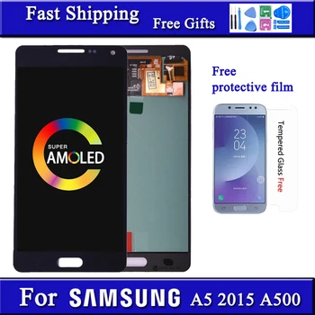 Sākotnējā Super Amoled Samsung Galaxy A5. Gadam A500 A500F A500M A500Y A500FQ LCD ekrānu un Touch Screen Digitizer Montāža