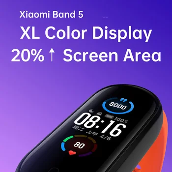 Sākotnējā Xiaomi Mi Grupa 5 NFC Versijā Smart skatīties AMOLED skārienekrāns Aproce Fitnesa Tracker Sirds ritma Monitors Aproce