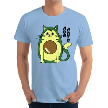 T Krekli Normālu Īsām Piedurknēm Avokado Kaķis Smieklīgi Dominējošā Kokvilnas T Krekls Uzdrukāts Topi un t-veida, Vīriešu Vasaras Vairumtirdzniecība