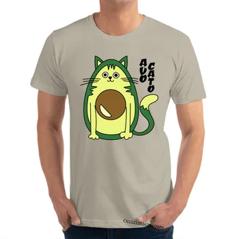 T Krekli Normālu Īsām Piedurknēm Avokado Kaķis Smieklīgi Dominējošā Kokvilnas T Krekls Uzdrukāts Topi un t-veida, Vīriešu Vasaras Vairumtirdzniecība