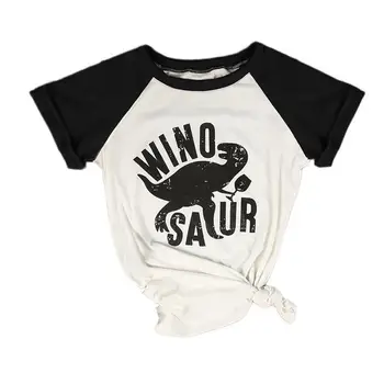 T-krekls Sievietēm ar Īsām Piedurknēm Reglāns Winosaur Dinozauru Drukāt O-veida Kakla Sieviešu Topi Modes Vasaras Gadījuma T-krekli, Dāmu Krekls