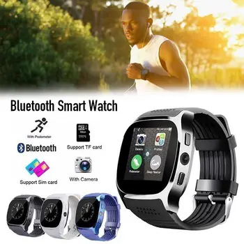T8 Smart Skatīties Ar Kameru 1.54 collu Touch Screen Atbalsta SIM TF Karte Bluetooth Smartwatch Ūdensizturīgs iPhone Android Tālrunis