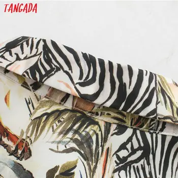 Tangada sieviešu retro lielgabarīta dzīvnieku print krekli blūze ar garām piedurknēm, elegants sieviešu brīvs krekls blusas XN330