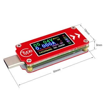 TC64 Tips-C USB Testera LCD displejā Ciparu Spriegums Strāvas Skaitītājs Voltmetrs Amp Volt Ammeter Detektoru Power Bank Lādētāja Indikators 20%