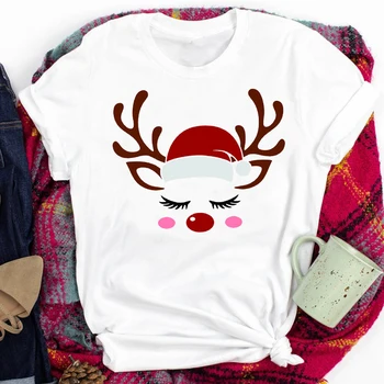 Tees Sievietēm Lady Funny Multiplikācijas filmu Drukāšana Laimīgs Brīvdienu Priecīgus Ziemassvētkus Drukas T Drēbes Top Grafiskais Sieviešu T-krekls