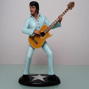 Templis krāsotas Amerikāņu Mūzikas Zvaigzne Elvis ar Ģitāru Sveķu Skaitļi Slavens Dziedātājs Stutue Rotas kā Dāvana