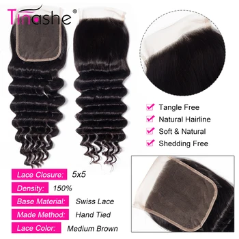 Tinashe Matu Brazīlijas Zaudēt Dziļi Viļņu 5x5 HD Caurspīdīgu Mežģīņu Slēgšanas Bezmaksas/Vidusdaļā Remy Human Hair 5x5 HD Mežģīņu Aizdari