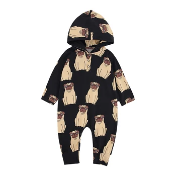TinyPeople jauki Buldogs Bērnu Kombinezonus rudens Kokvilnas kapuci Jaundzimušo Zēnu onesie Meitenes Zīdaiņiem, Zīdaiņu Apģērbs Long Piedurknēm Jumpsuit