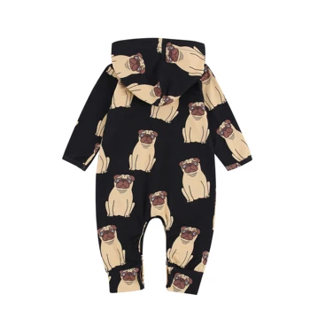 TinyPeople jauki Buldogs Bērnu Kombinezonus rudens Kokvilnas kapuci Jaundzimušo Zēnu onesie Meitenes Zīdaiņiem, Zīdaiņu Apģērbs Long Piedurknēm Jumpsuit