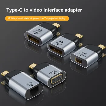 Tipa-C HDMI-saderīgam/VGA/DP/RJ45/Mini DP HD Video Converter 4K 60Hz Par MacBook Huawei Mate 30 USB-C RUMBAS C Tipa Adapteris