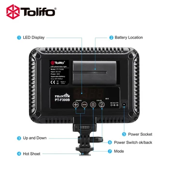 Tolifo PT-F300B LED Fotokameru, Videokameru, Video apgaismojums, Paneļa Apgaismojums Studijā vai brīvā dabā 3200K, lai 5600K Bi-Krāsu Temperatūra