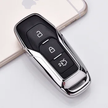 TPU Auto Atslēgas Aizsardzību Lietu Vāku Aizsargs Piederumi Ford Focus Kugas Mondeo Malas Automašīnu Korpusa Keychain Keyring Gredzens