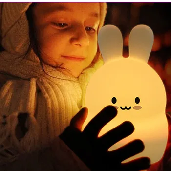 Trusis LED Nakts apgaismojums Tālvadības Kontroles Touch Sensoru, 9 Krāsas Intensitāti Slēdzis USB Uzlāde Silikona Zaķi, Guļamistaba Lampas Bērnu