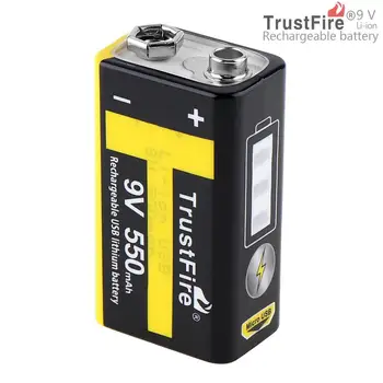 TrustFire 550mAh 9V Baterija, USB Lādējamu Litija Bateriju ar Drošības Vārsts, LED Indikators Multimetrs Mikrofons